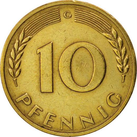 Аверс монеты - 10 пфеннигов 1969 года G - цена  монеты - Германия, ФРГ