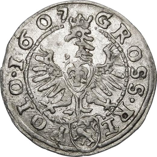Реверс монеты - 1 грош 1607 года "Тип 1597-1627" - цена серебряной монеты - Польша, Сигизмунд III Ваза