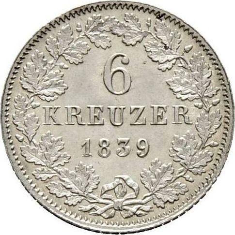 Reverso 6 Kreuzers 1839 - valor de la moneda de plata - Wurtemberg, Guillermo I