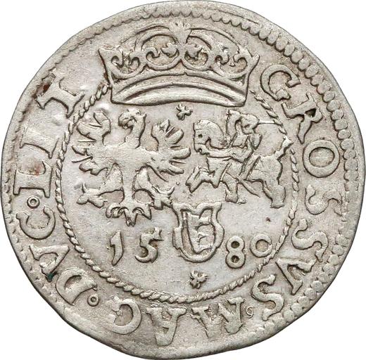 Rewers monety - 1 grosz 1580 "Litwa" Bez tarcz - cena srebrnej monety - Polska, Stefan Batory