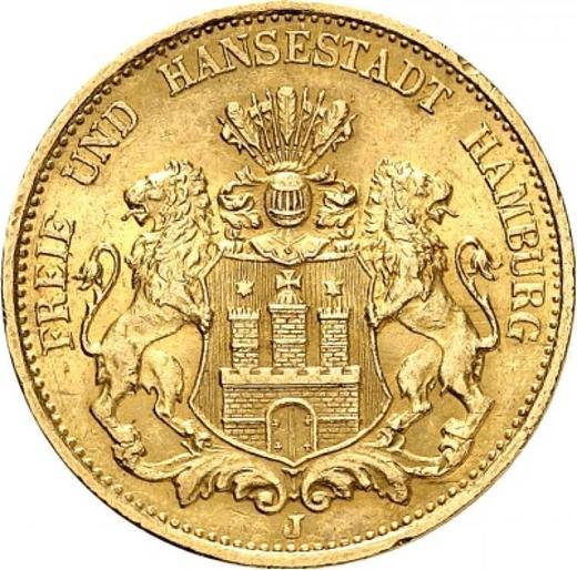 Аверс монеты - 20 марок 1900 года J "Гамбург" - цена золотой монеты - Германия, Германская Империя