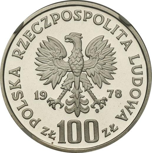 Аверс монеты - Пробные 100 злотых 1978 года MW "Бобр" Серебро - цена серебряной монеты - Польша, Народная Республика