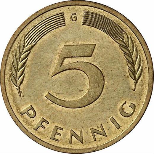 Аверс монеты - 5 пфеннигов 1998 года G - цена  монеты - Германия, ФРГ