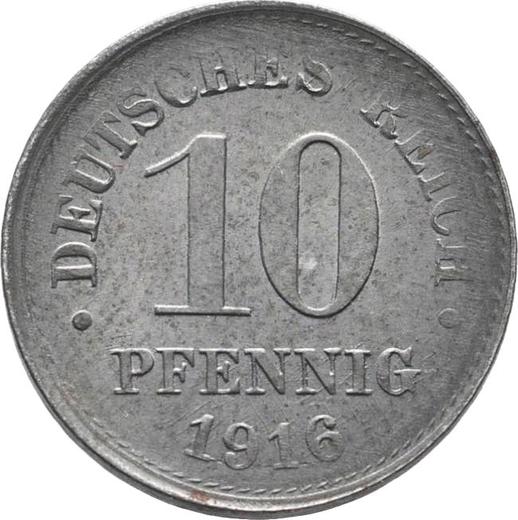 Аверс монеты - 10 пфеннигов 1916 года D "Тип 1916-1922" - цена  монеты - Германия, Германская Империя