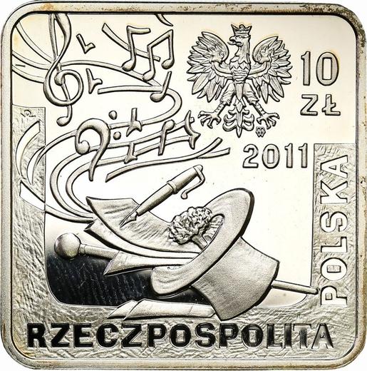 Obverse 10 Zlotych 2011 MW NR "Jeremi Przybora, Jerzy Wasowski" Klippe - Silver Coin Value - Poland, III Republic after denomination