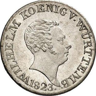 Anverso 6 Kreuzers 1823 "Tipo 1823-1825" - valor de la moneda de plata - Wurtemberg, Guillermo I