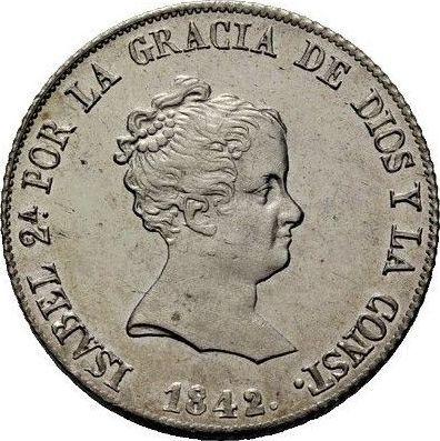 Аверс монеты - 4 реала 1842 года S RD - цена серебряной монеты - Испания, Изабелла II