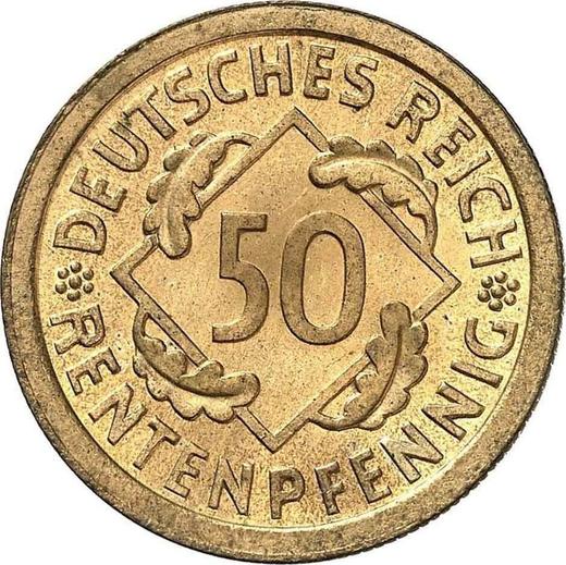 Аверс монеты - 50 рентенпфеннигов 1924 года G - цена  монеты - Германия, Bеймарская республика