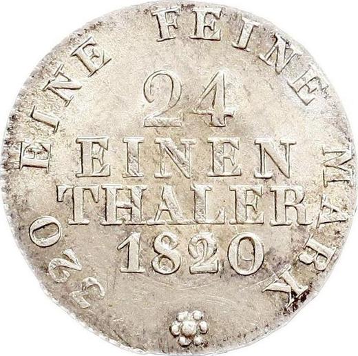 Reverso 1/24 tálero 1820 I.G.S. - valor de la moneda de plata - Sajonia, Federico Augusto I