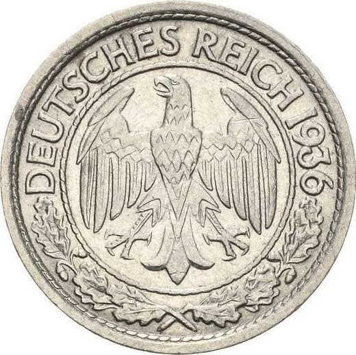 Аверс монеты - 50 рейхспфеннигов 1936 года J - цена  монеты - Германия, Bеймарская республика