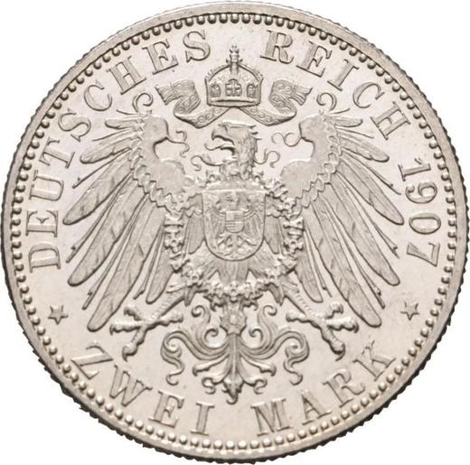 Реверс монеты - 2 марки 1907 года F "Вюртемберг" - цена серебряной монеты - Германия, Германская Империя