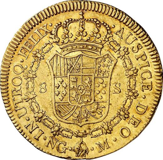 Реверс монеты - 8 эскудо 1789 года NG M - цена золотой монеты - Гватемала, Карл IV