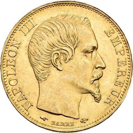 Аверс монеты - 20 франков 1856 года A "Тип 1853-1860" Париж - цена золотой монеты - Франция, Наполеон III