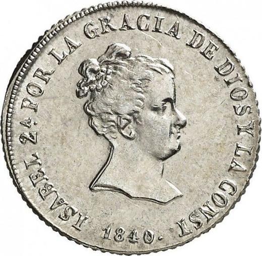Anverso 2 reales 1840 S RD - valor de la moneda de plata - España, Isabel II