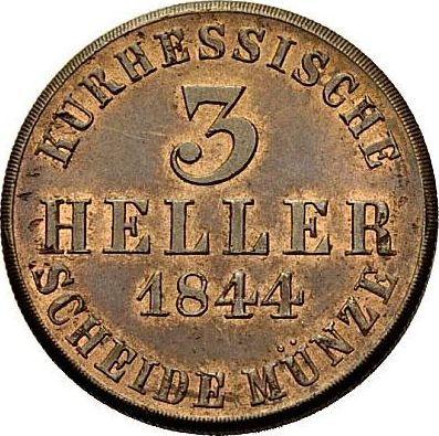 Reverso 3 Heller 1844 - valor de la moneda  - Hesse-Cassel, Guillermo II