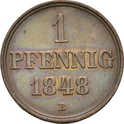 Reverso 1 Pfennig 1848 B - valor de la moneda  - Hannover, Ernesto Augusto 