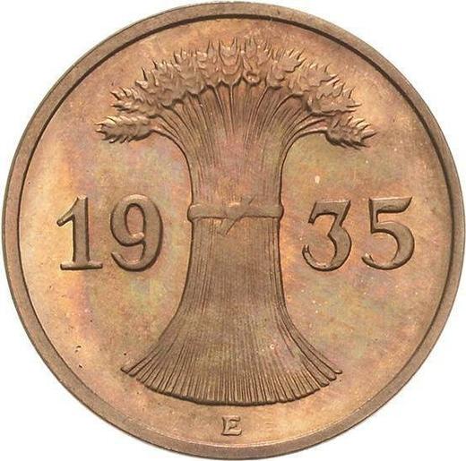 Реверс монеты - 1 рейхспфенниг 1935 года E - цена  монеты - Германия, Bеймарская республика
