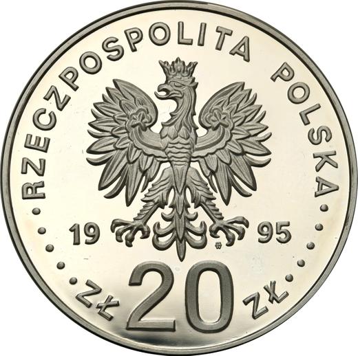 Аверс монеты - 20 злотых 1995 года MW NR "55 лет Катынской трагедии" - цена серебряной монеты - Польша, III Республика после деноминации