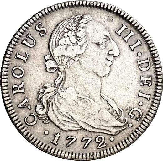 Аверс монеты - 4 реала 1772 года S CF - цена серебряной монеты - Испания, Карл III
