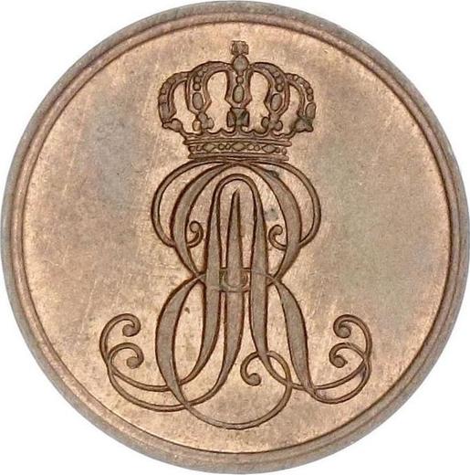 Аверс монеты - 1 пфенниг 1851 года B - цена  монеты - Ганновер, Эрнст Август