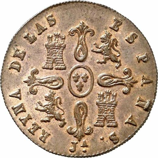 Реверс монеты - 4 мараведи 1837 года Ja - цена  монеты - Испания, Изабелла II