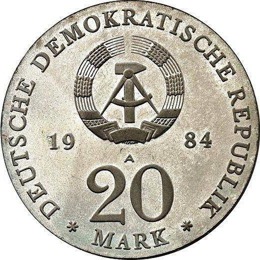 Reverso 20 marcos 1984 A "Händel" - valor de la moneda de plata - Alemania, República Democrática Alemana (RDA)