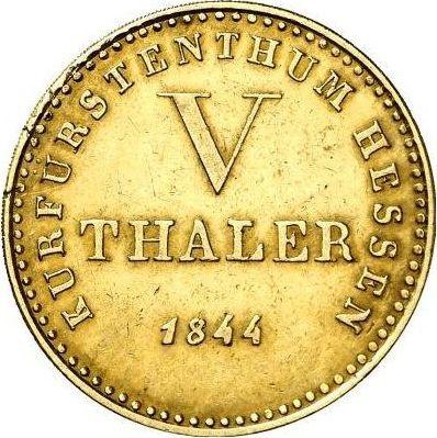 Reverso 5 táleros 1844 - valor de la moneda de oro - Hesse-Cassel, Guillermo II
