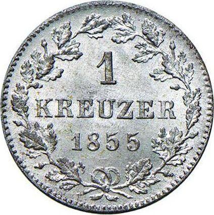 Реверс монеты - 1 крейцер 1855 года - цена серебряной монеты - Вюртемберг, Вильгельм I