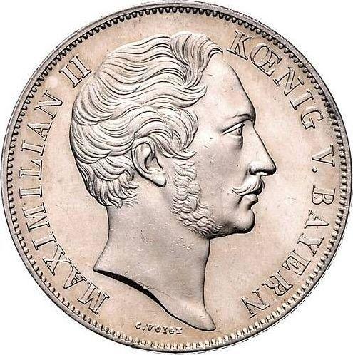 Awers monety - 2 guldeny 1856 - cena srebrnej monety - Bawaria, Maksymilian II