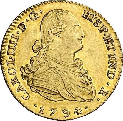 Awers monety - 2 escudo 1794 S CN - cena złotej monety - Hiszpania, Karol IV