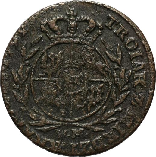 Реверс монеты - Трояк (3 гроша) 1792 года WM "Z MIEDZI KRAIOWEY" - цена  монеты - Польша, Станислав II Август
