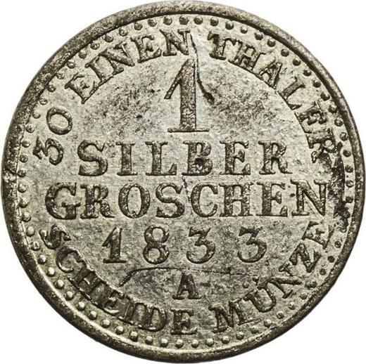 Reverso 1 Silber Groschen 1833 A - valor de la moneda de plata - Prusia, Federico Guillermo III