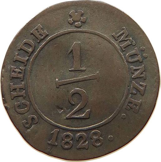 Reverso Medio kreuzer 1828 "Tipo 1824-1837" - valor de la moneda de plata - Wurtemberg, Guillermo I