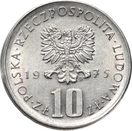 Аверс монеты - 10 злотых 1975 года MW "100 лет со дня смерти Болеслава Пруса" - цена  монеты - Польша, Народная Республика
