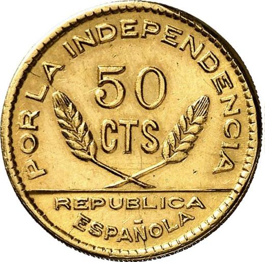 Rewers monety - 50 centimos 1937 "Santander, Palencia i Burgos" Złoto Próba - cena złotej monety - Hiszpania, II Rzeczpospolita