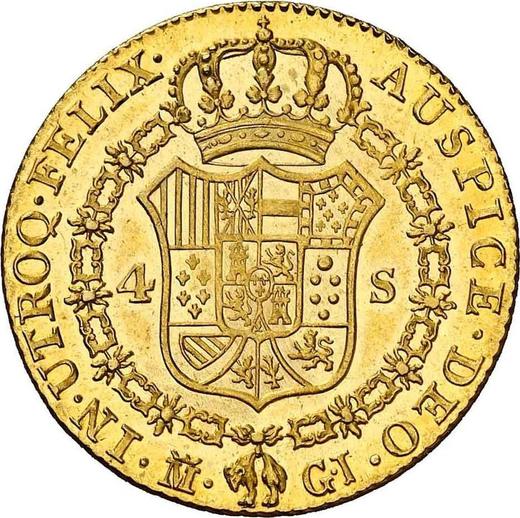 Revers 4 Escudos 1820 M GJ - Goldmünze Wert - Spanien, Ferdinand VII