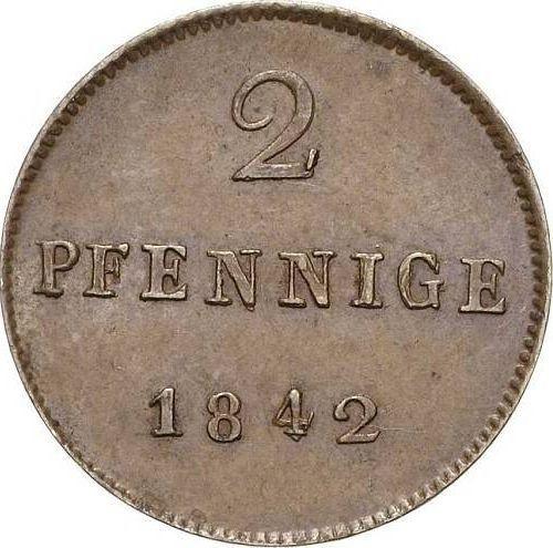 Reverso 2 Pfennige 1842 - valor de la moneda  - Sajonia-Meiningen, Bernardo II