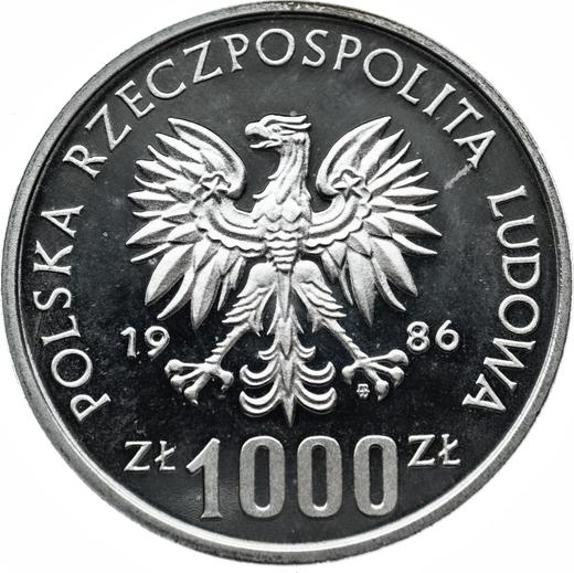Obverse Pattern 1000 Zlotych 1986 MW ET "XIII World Cup FIFA - Mexico 1986" Silver - Silver Coin Value - Poland, Peoples Republic