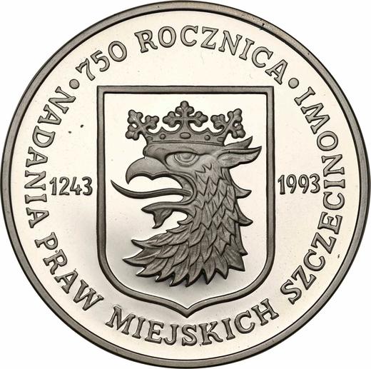 Reverso 200000 eslotis 1993 MW "750 años de Szczecin" - valor de la moneda de plata - Polonia, República moderna