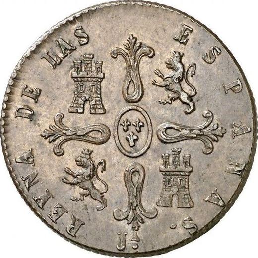 Reverso 8 maravedíes 1845 Ja "Valor nominal sobre el reverso" - valor de la moneda  - España, Isabel II