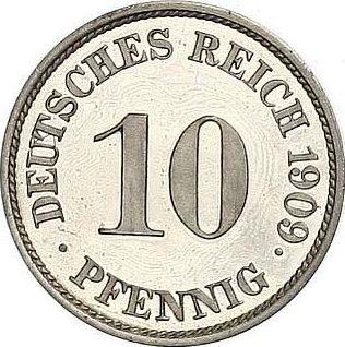 Аверс монеты - 10 пфеннигов 1909 года J "Тип 1890-1916" - цена  монеты - Германия, Германская Империя