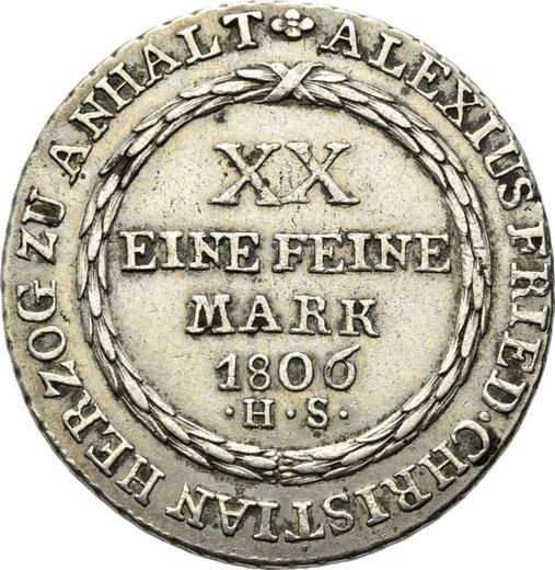 Реверс монеты - 1 гульден 1806 года HS - цена серебряной монеты - Ангальт-Бернбург, Алексиус Фридрих Кристиан