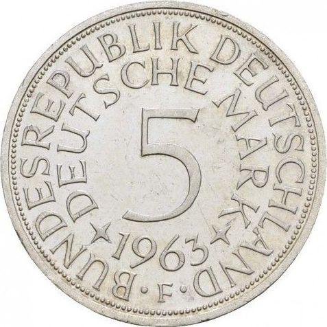 Аверс монеты - 5 марок 1963 года F - цена серебряной монеты - Германия, ФРГ