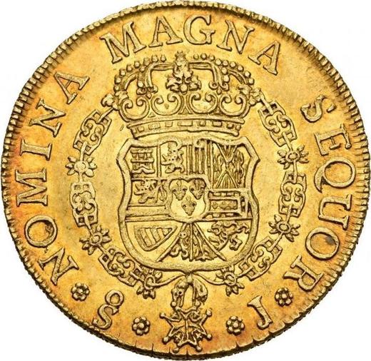 Reverse 8 Escudos 1756 So J - Gold Coin Value - Chile, Ferdinand VI
