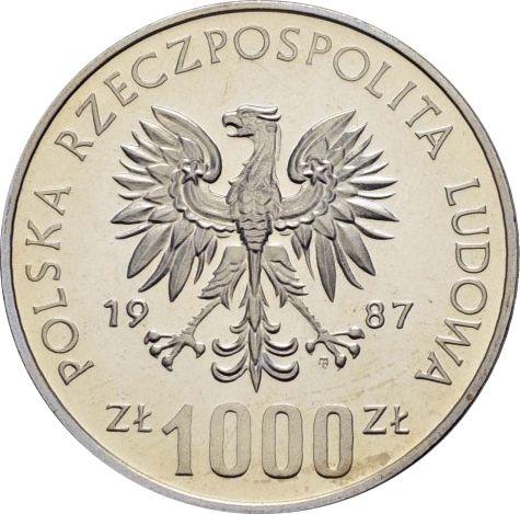 Аверс монеты - Пробные 1000 злотых 1987 года MW JD "Вроцлав" Серебро - цена серебряной монеты - Польша, Народная Республика