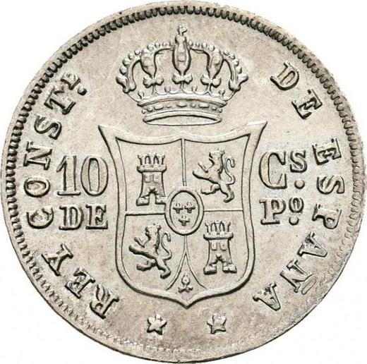 Reverso 10 centavos 1885 - valor de la moneda de plata - Filipinas, Alfonso XII
