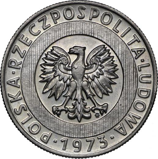 Аверс монеты - Пробные 20 злотых 1973 года MW "Небоскреб и колосья" Медно-никель - цена  монеты - Польша, Народная Республика
