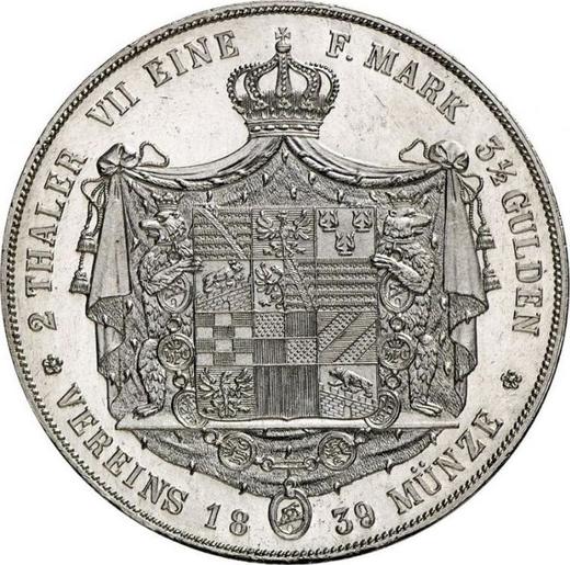 Reverso 2 táleros 1839 A - valor de la moneda de plata - Anhalt-Dessau, Leopoldo Federico
