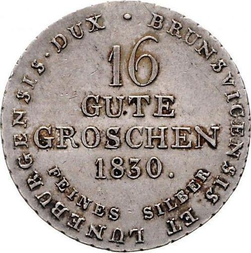 Реверс монеты - 16 грошей 1830 года - цена серебряной монеты - Ганновер, Георг IV