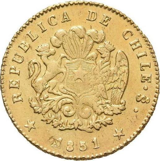 Аверс монеты - 1 эскудо 1851 года So LA - цена золотой монеты - Чили, Республика